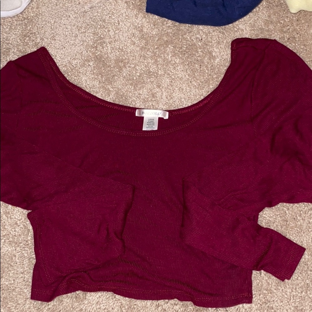 ribbed crop long sleeve tee